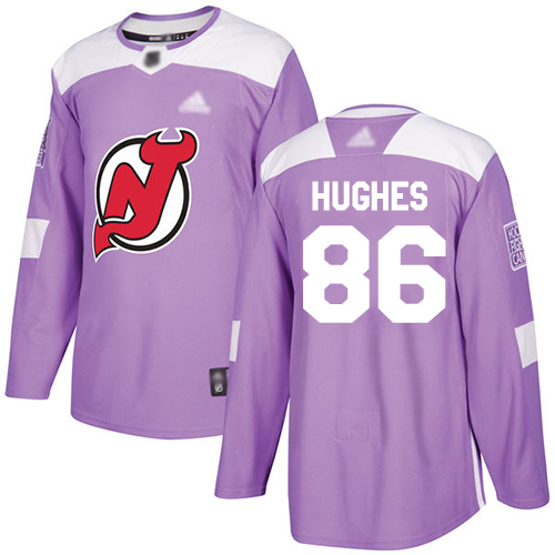 Adidas Devils #86 Jack Hughes Purple Authentic Fights Cancer Stitched Youth NHL Jersey